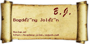 Bogdány Jolán névjegykártya