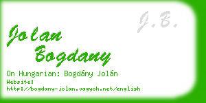 jolan bogdany business card